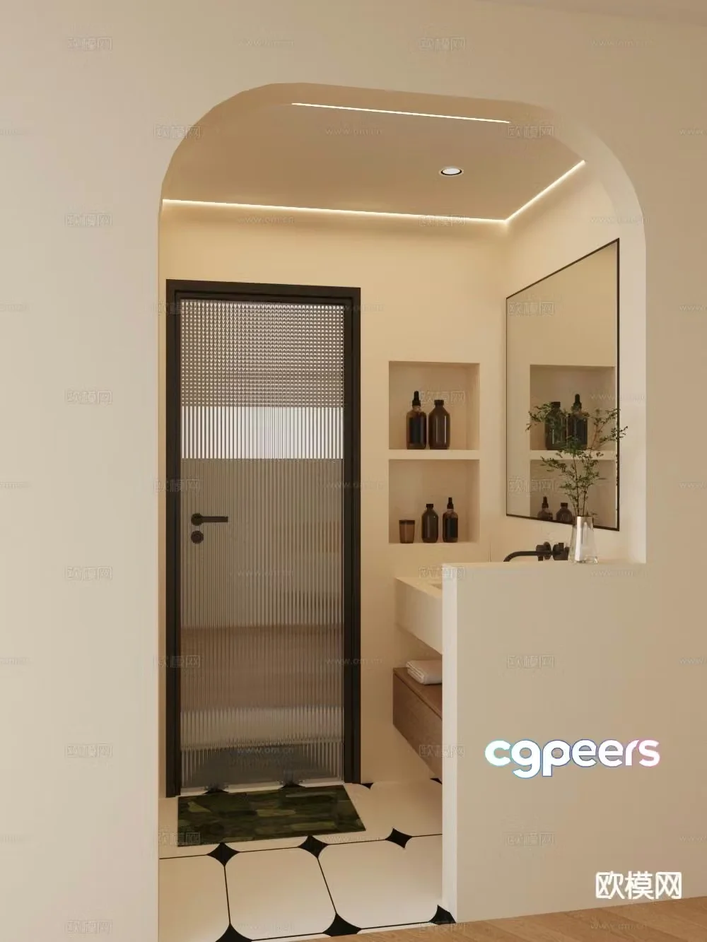 Cream style bathroom dry area 3d model