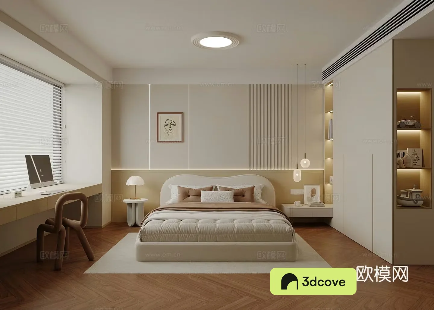 Modern bedroom Children’s room Double bed Desk