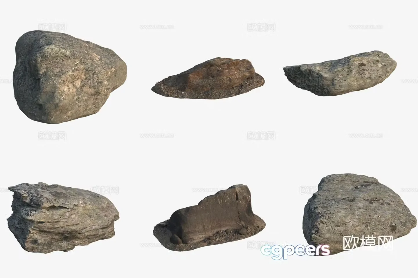 Big stones by the seaside big rocks rocks moss stones 3D model