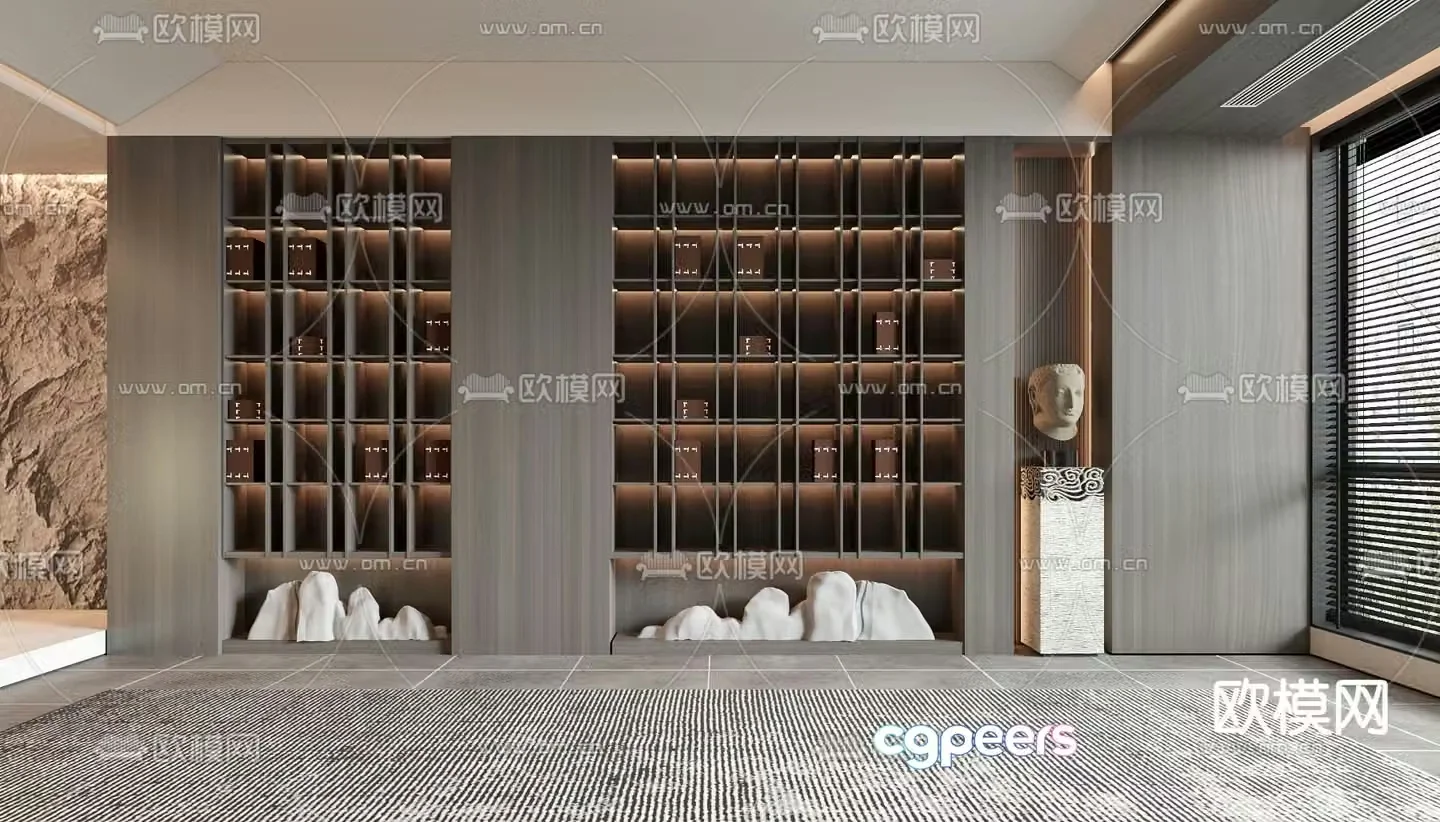 New Chinese tea cabinet solid wood tea cabinet decorative cabinet 3D model