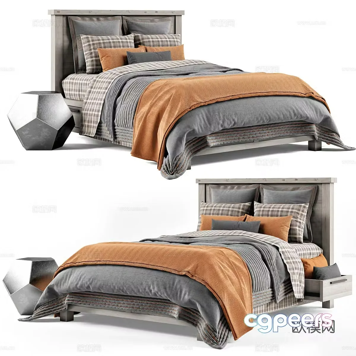 American simple children’s fabric bed 3D model