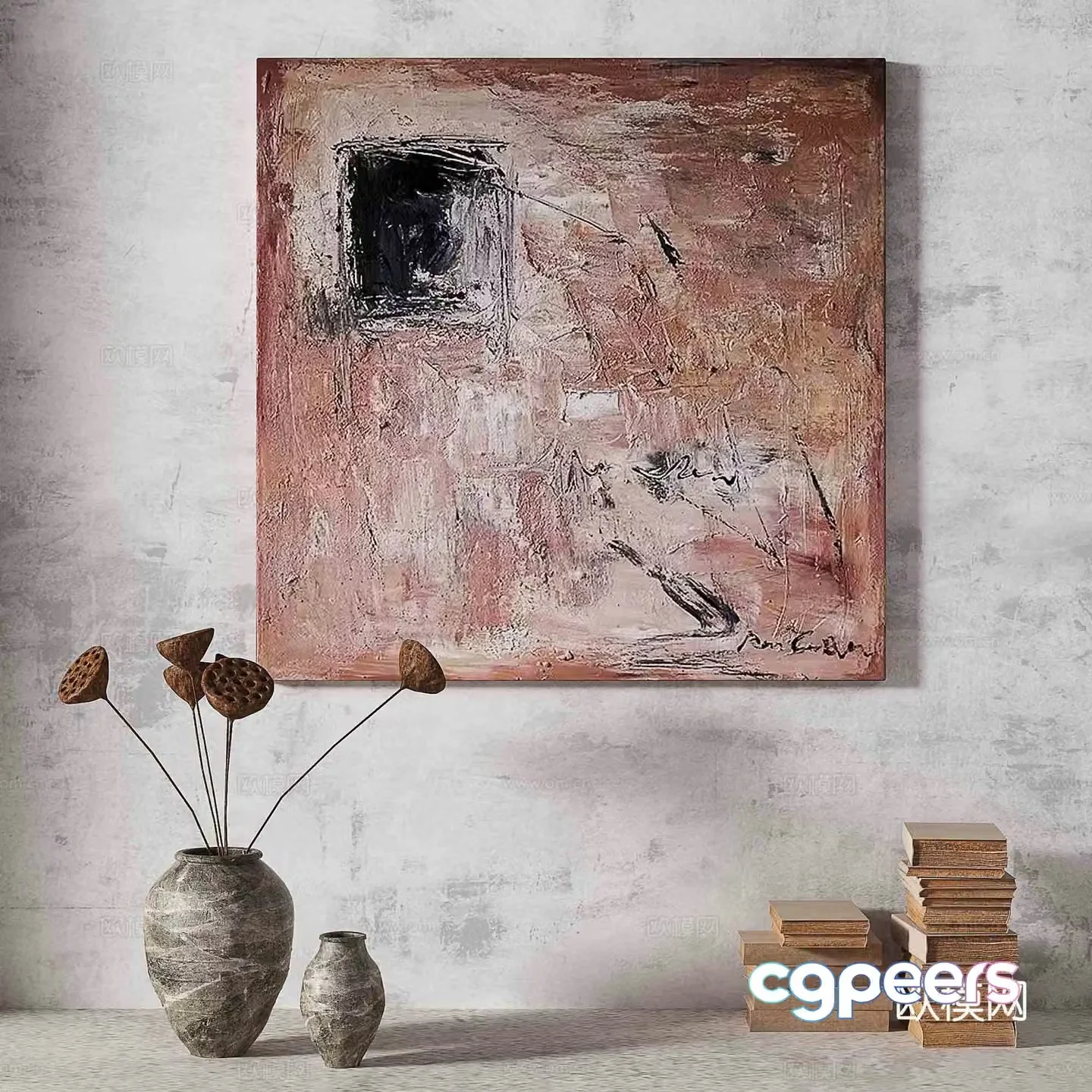 Wasabi light luxury abstract decorative painting 3d model