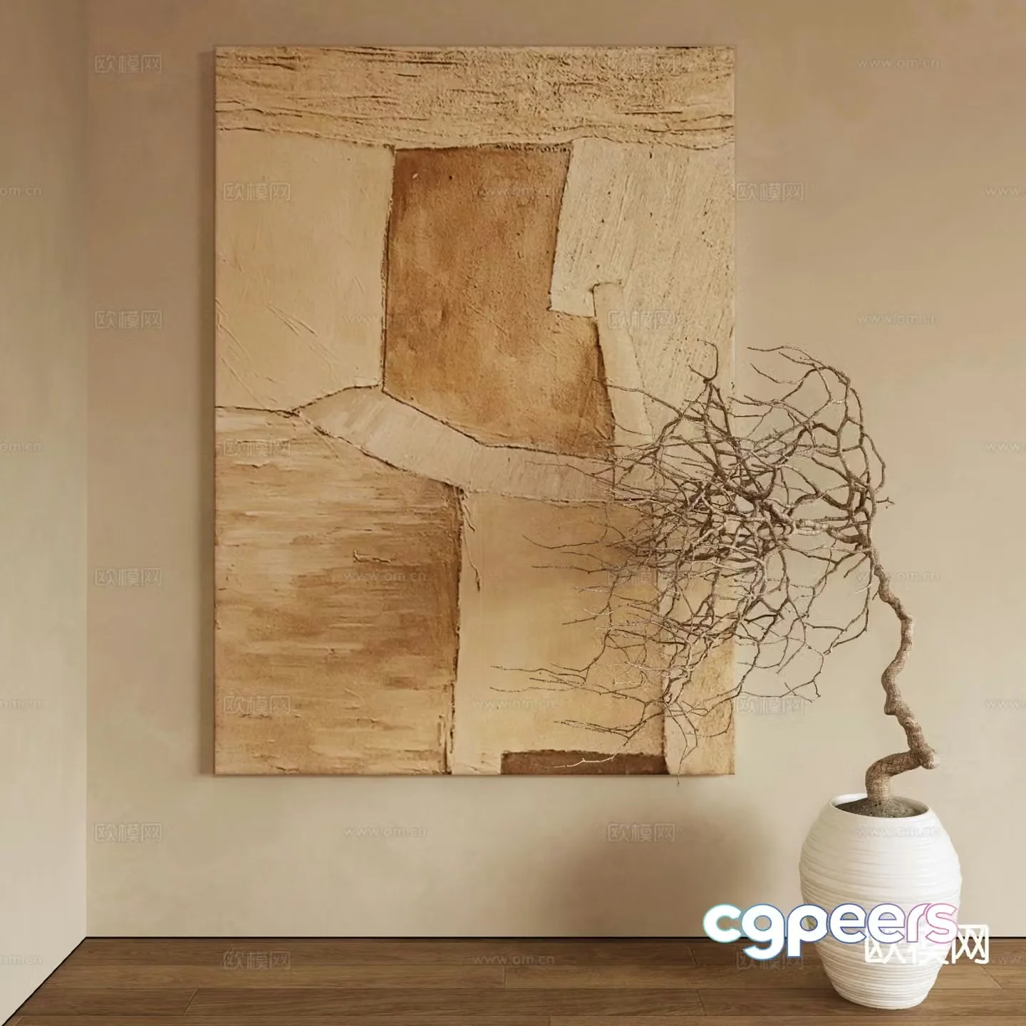 Modern decorative painting texture painting abstract painting 3d model