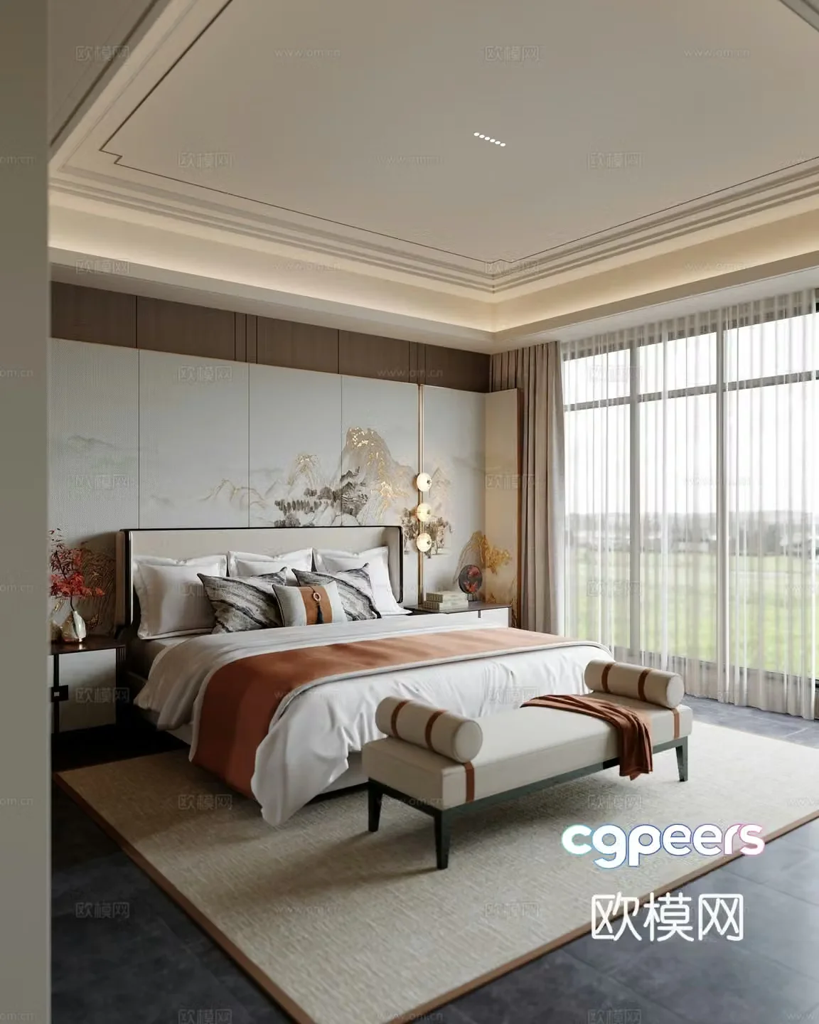 New Chinese style bedroom master bedroom 3d model