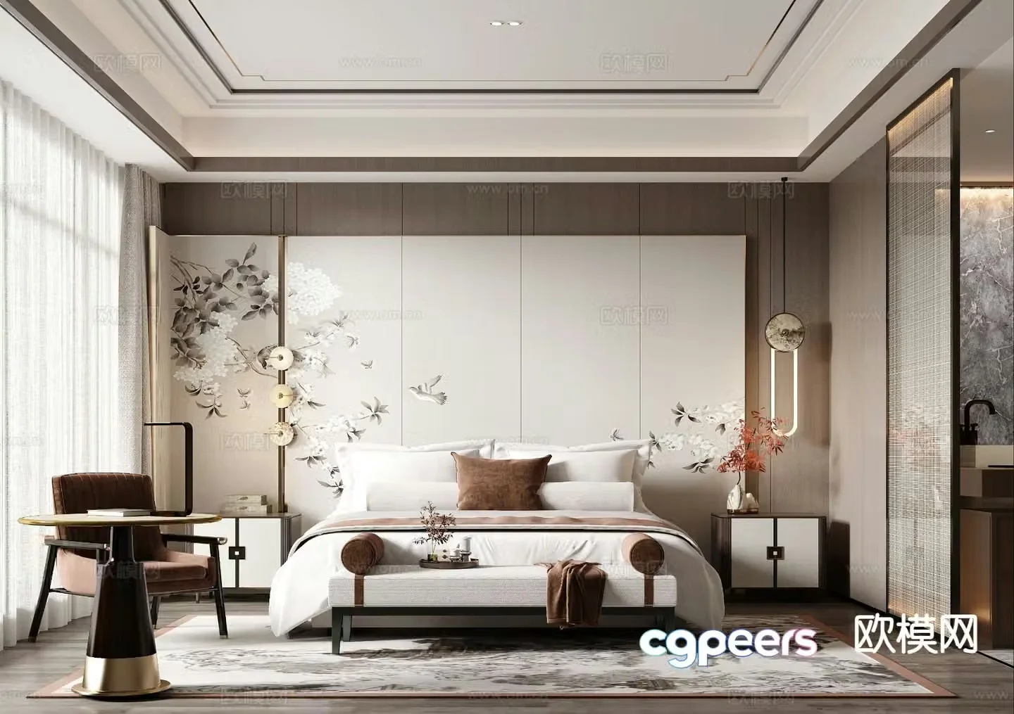 New Chinese style bedroom master bedroom 3d model