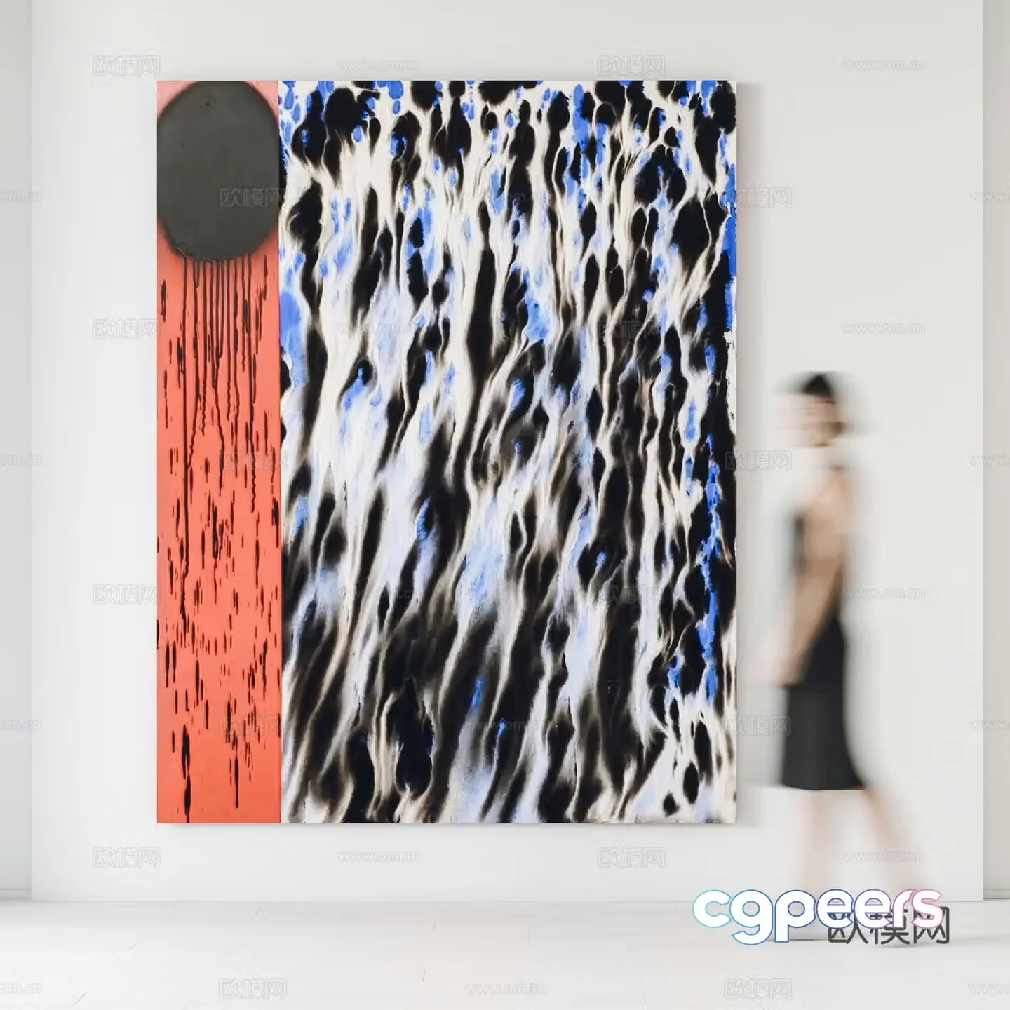 Modern hanging paintings decorative paintings characters 3d model