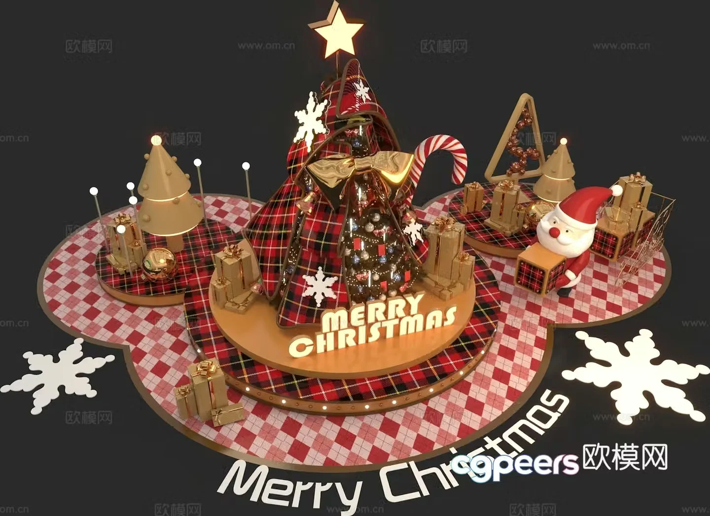 Modern Christmas tree display photo check-in point 3D model