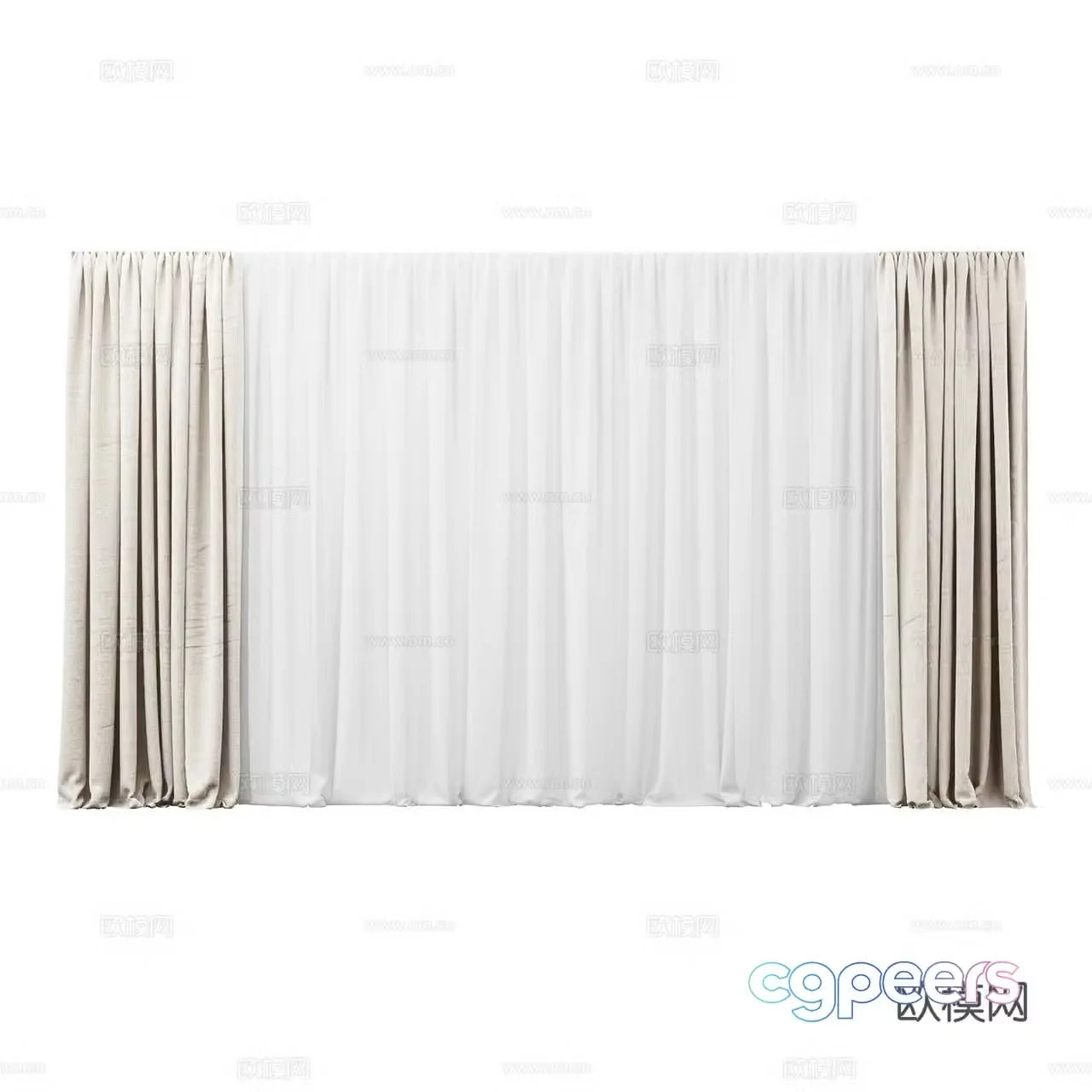 Baumann Modern fabric curtains Minimalist curtains Fabric curtains Fabric curtains Gauze curtains 3D model
