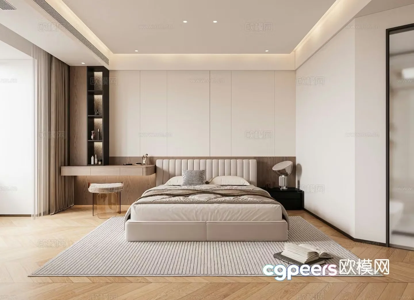 Modern minimalist bedroom 3d model