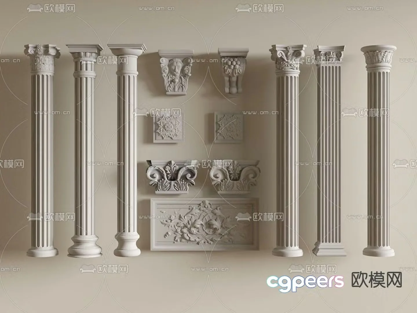 European column Roman column Cylindrical 3D model