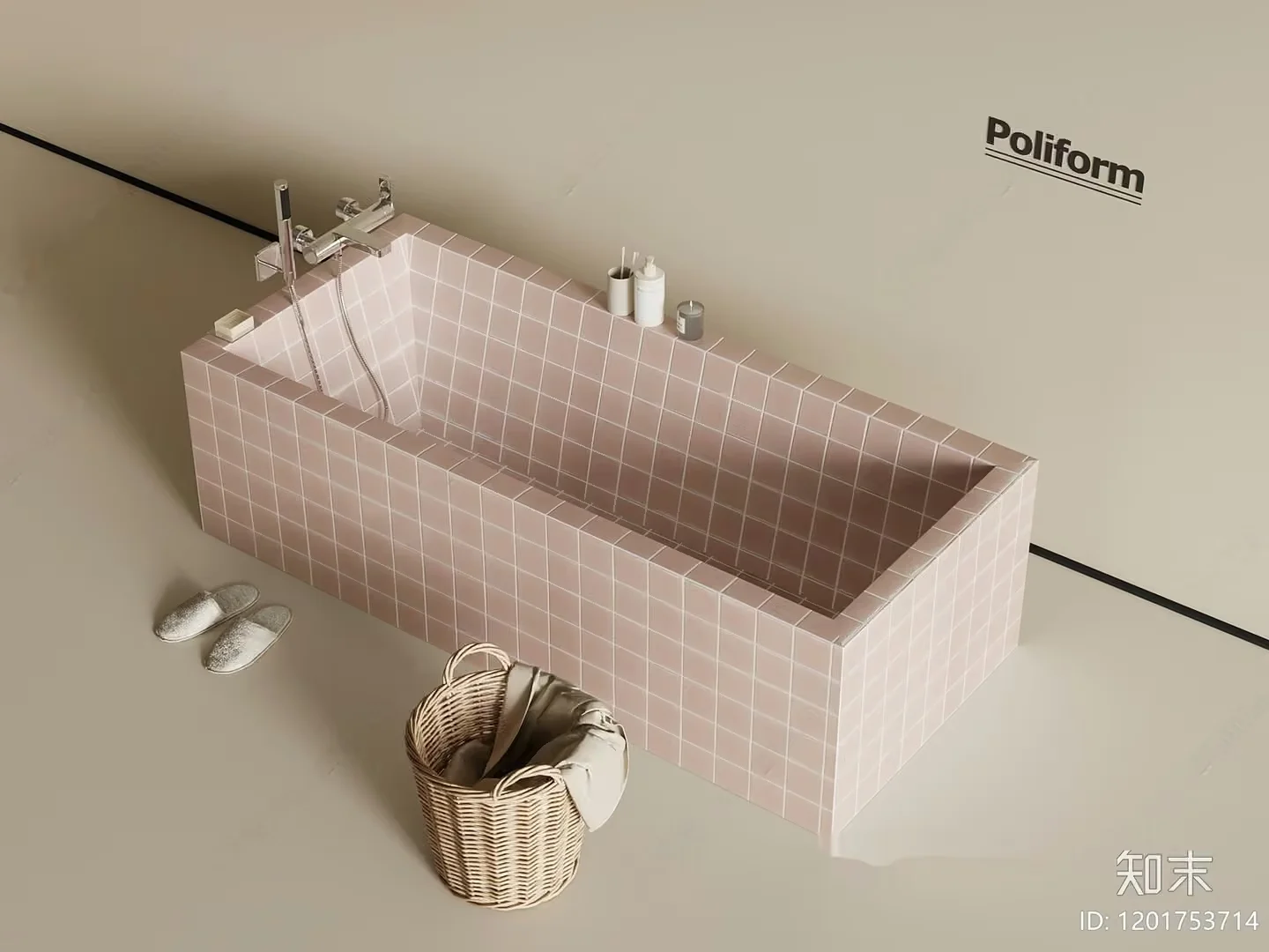 A Pink Bathtub 3D Model – 1070 – VRAY Render