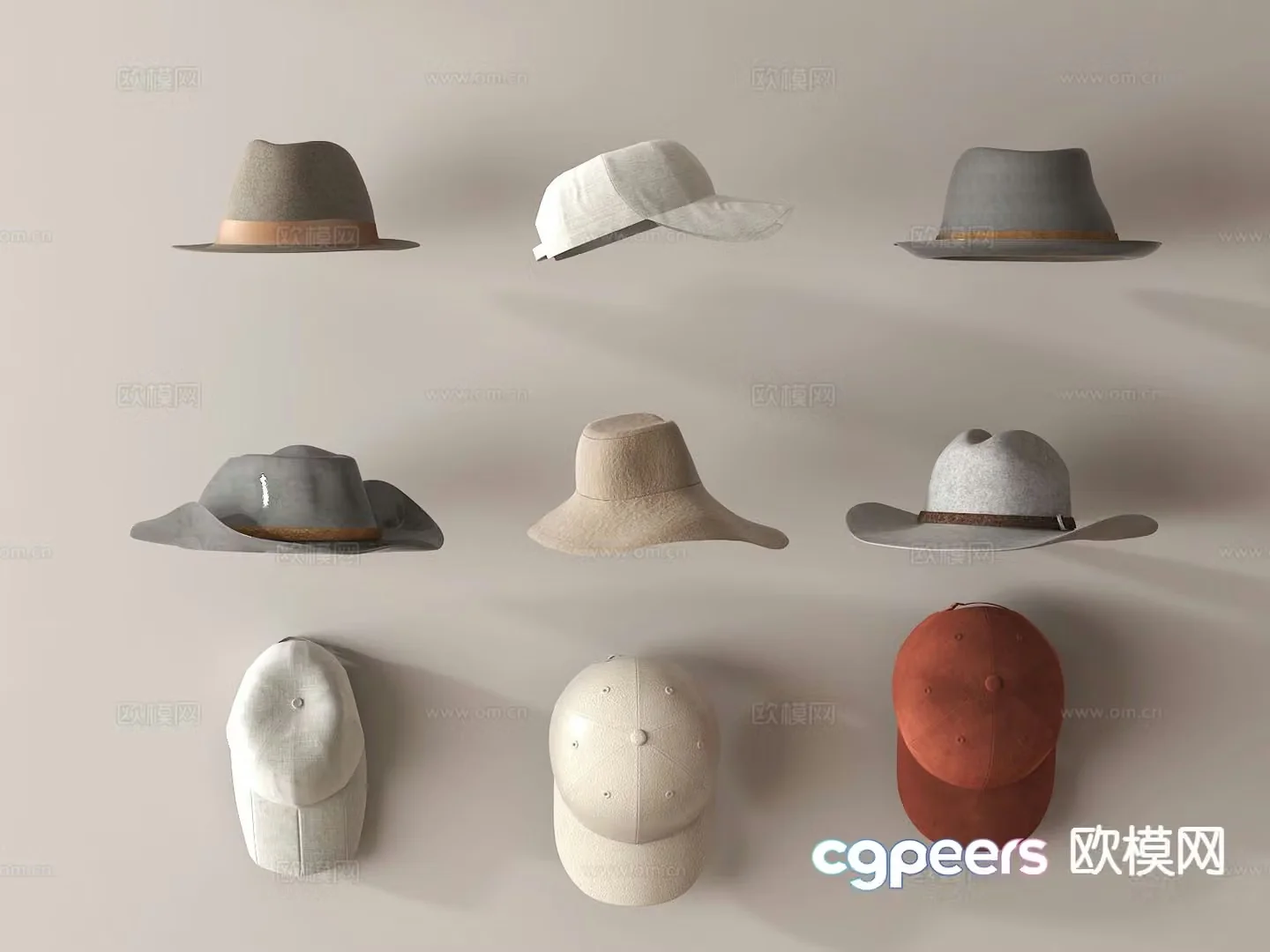 hat cap cowboy hat 3d model