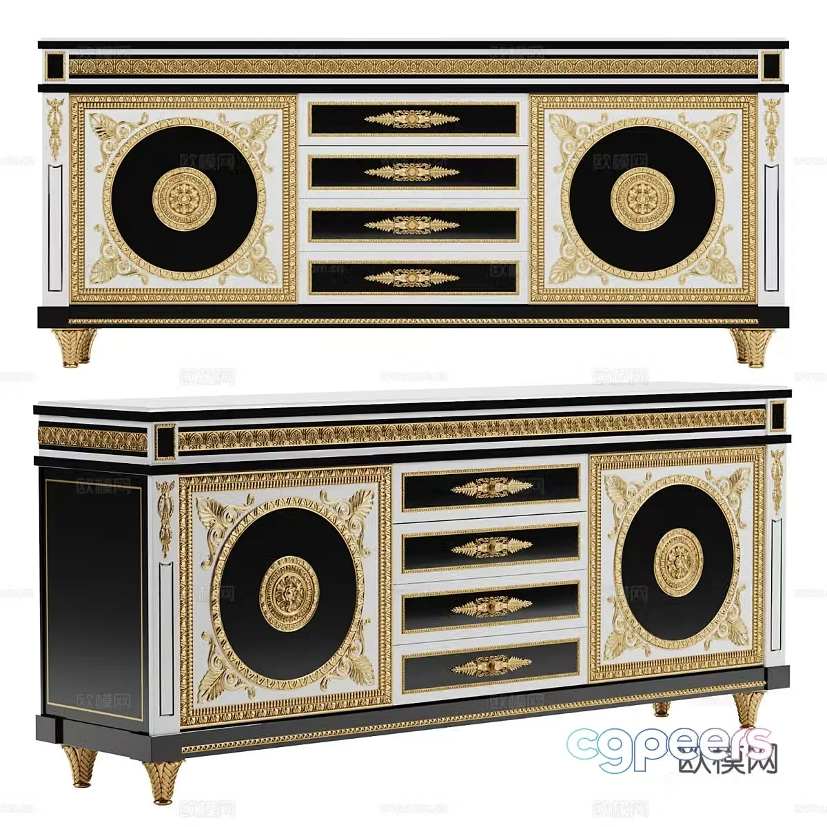 French TV cabinet 3d model