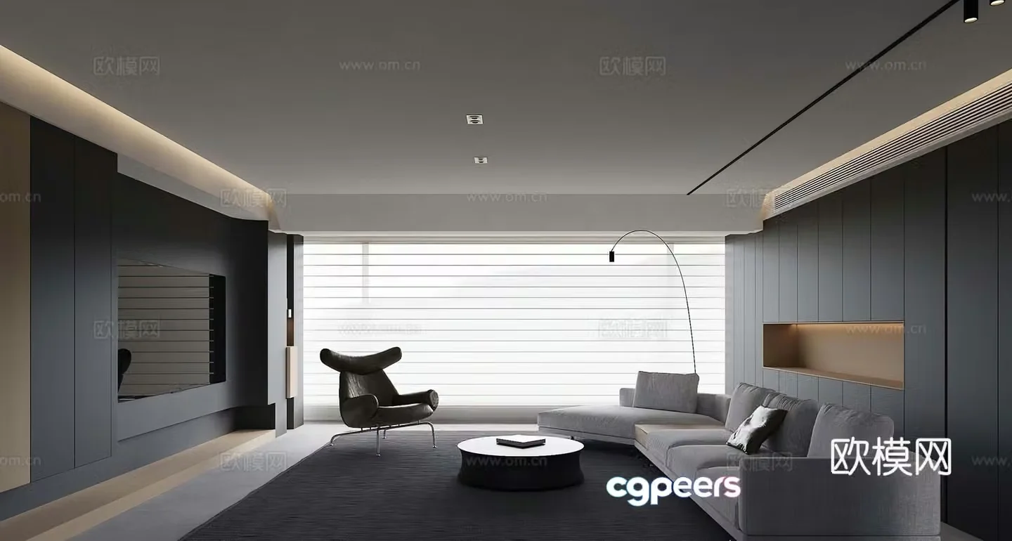 Premium gray living room 3d model
