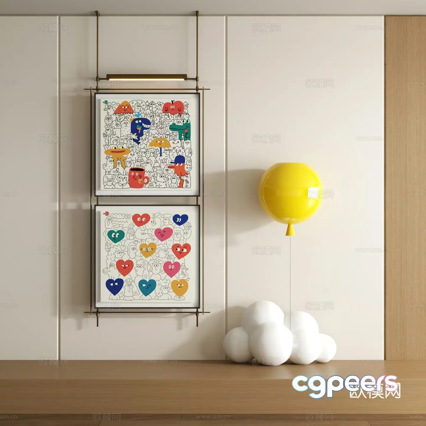 Modern graffiti decorative painting 3d model
