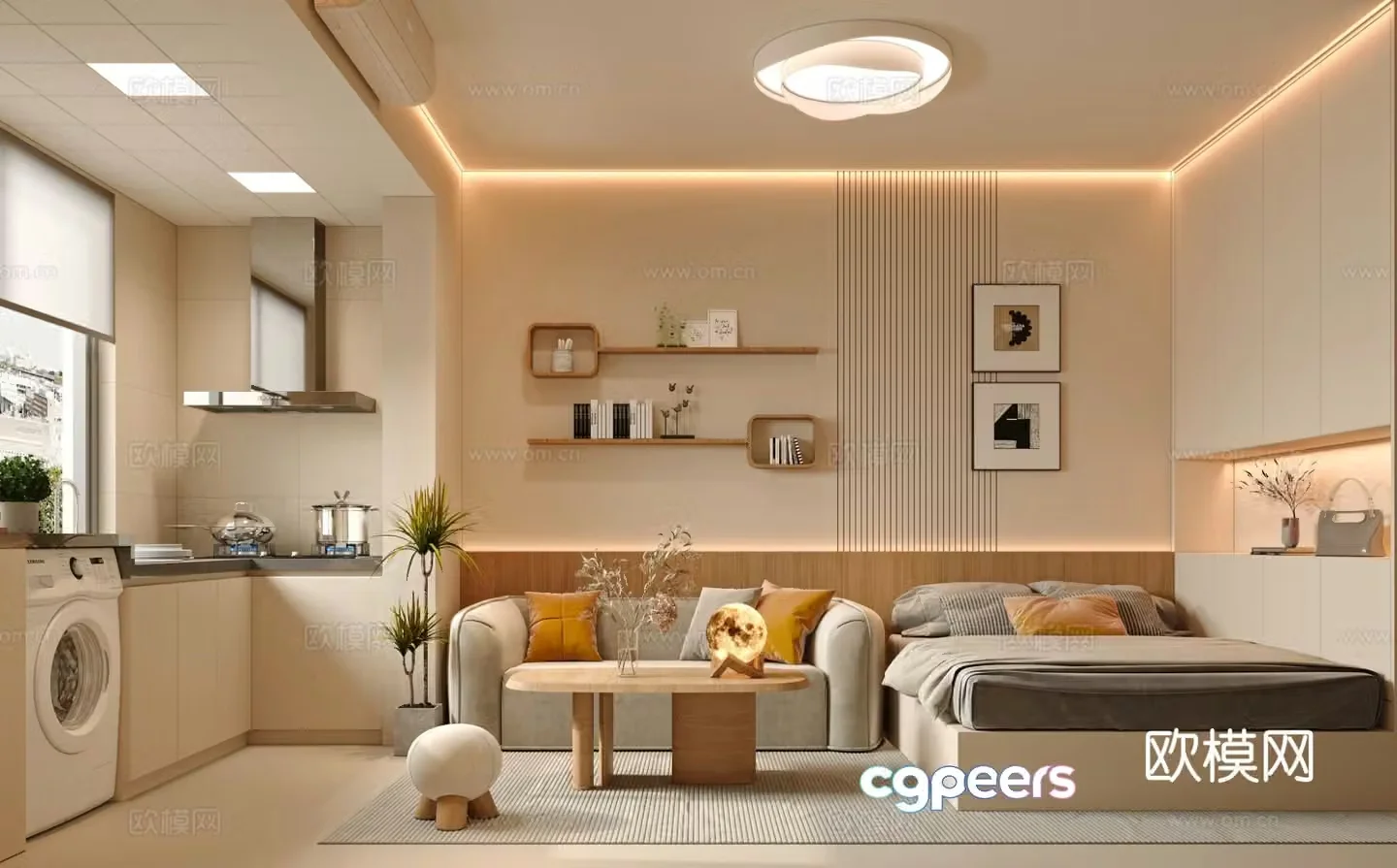 Modern apartment living room 3d model
