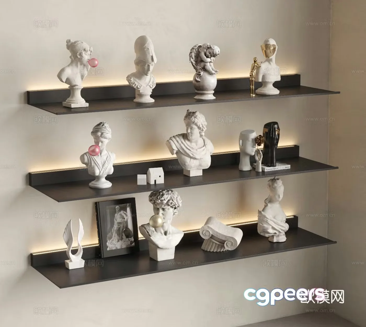Modern French Middle Style Sculpture Ornaments Plaster Ornaments Statue Ornaments Hair 3D Model