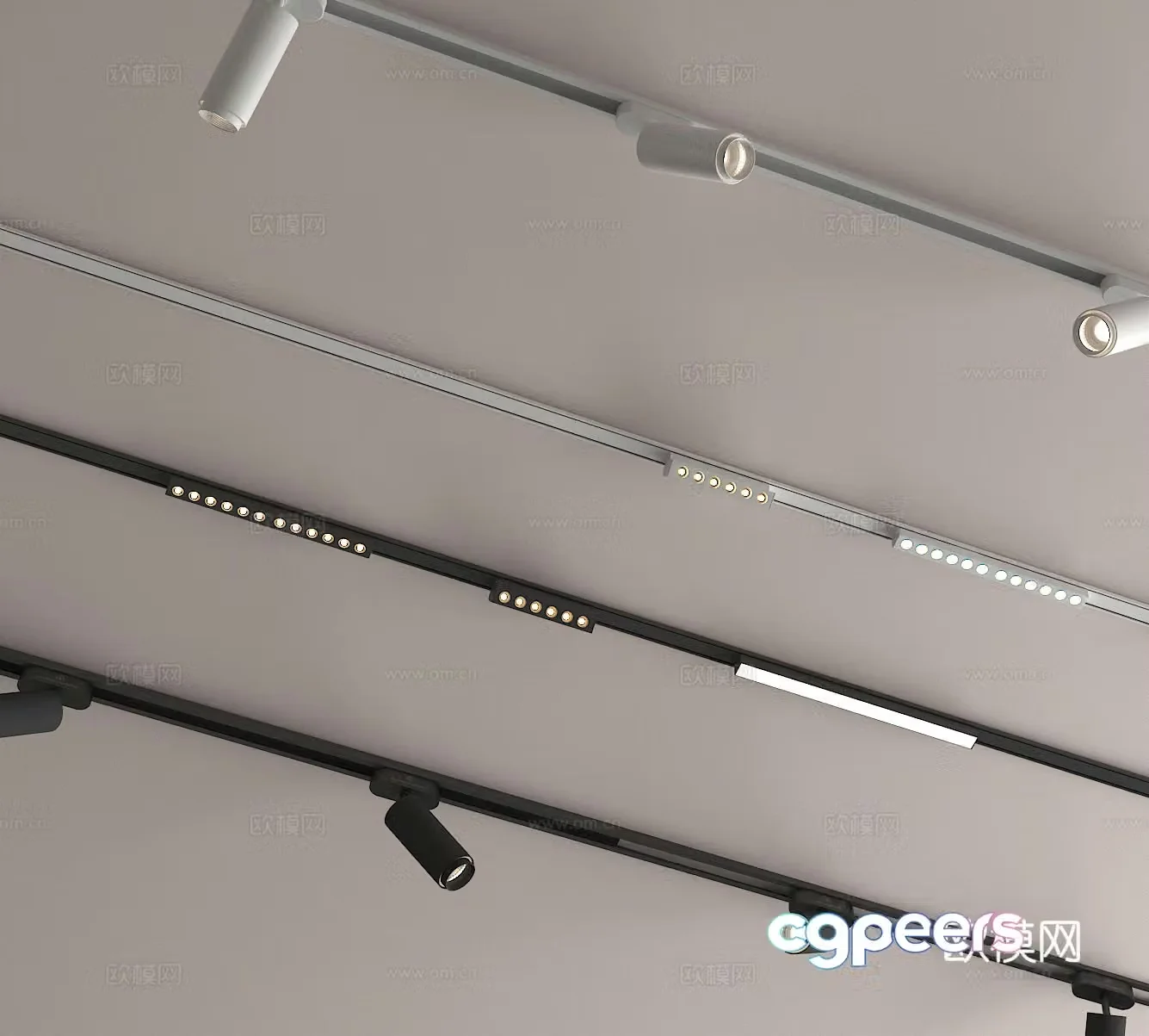 Track spotlight magnetic lamp light strip spotlight 3d model