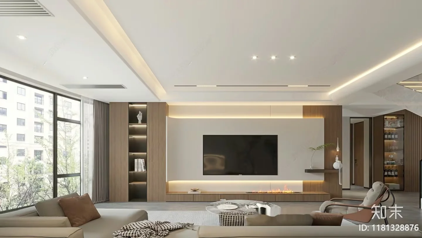 Modern Living Room 3D Model – 13374 – VRAY Render