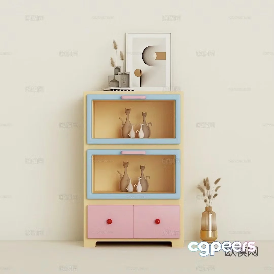 Creamy style entrance cabinet TV cabinet side cabinet sofa cabinet 3d model