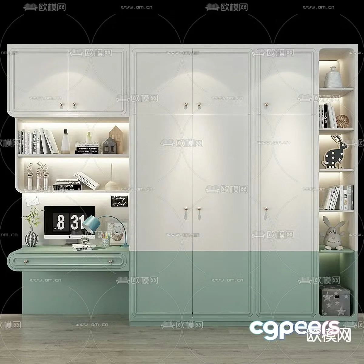 Simple European children’s wardrobe wardrobe 3d model