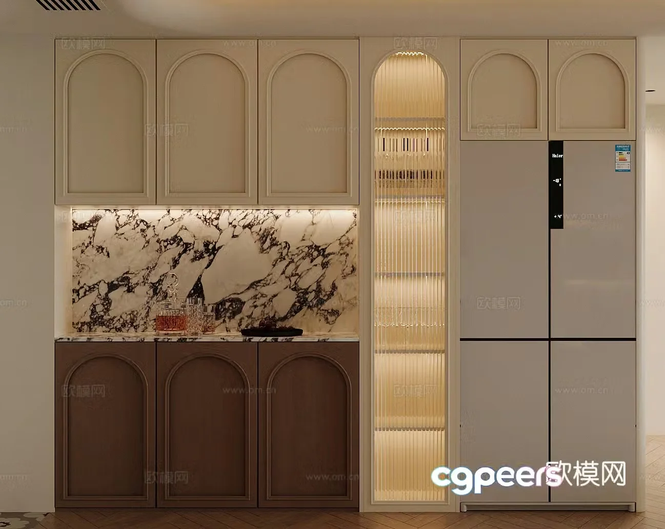 French retro sideboard refrigerator sideboard finished sideboard wine sideboard dining sideboard meal preparation cabinet 3D model