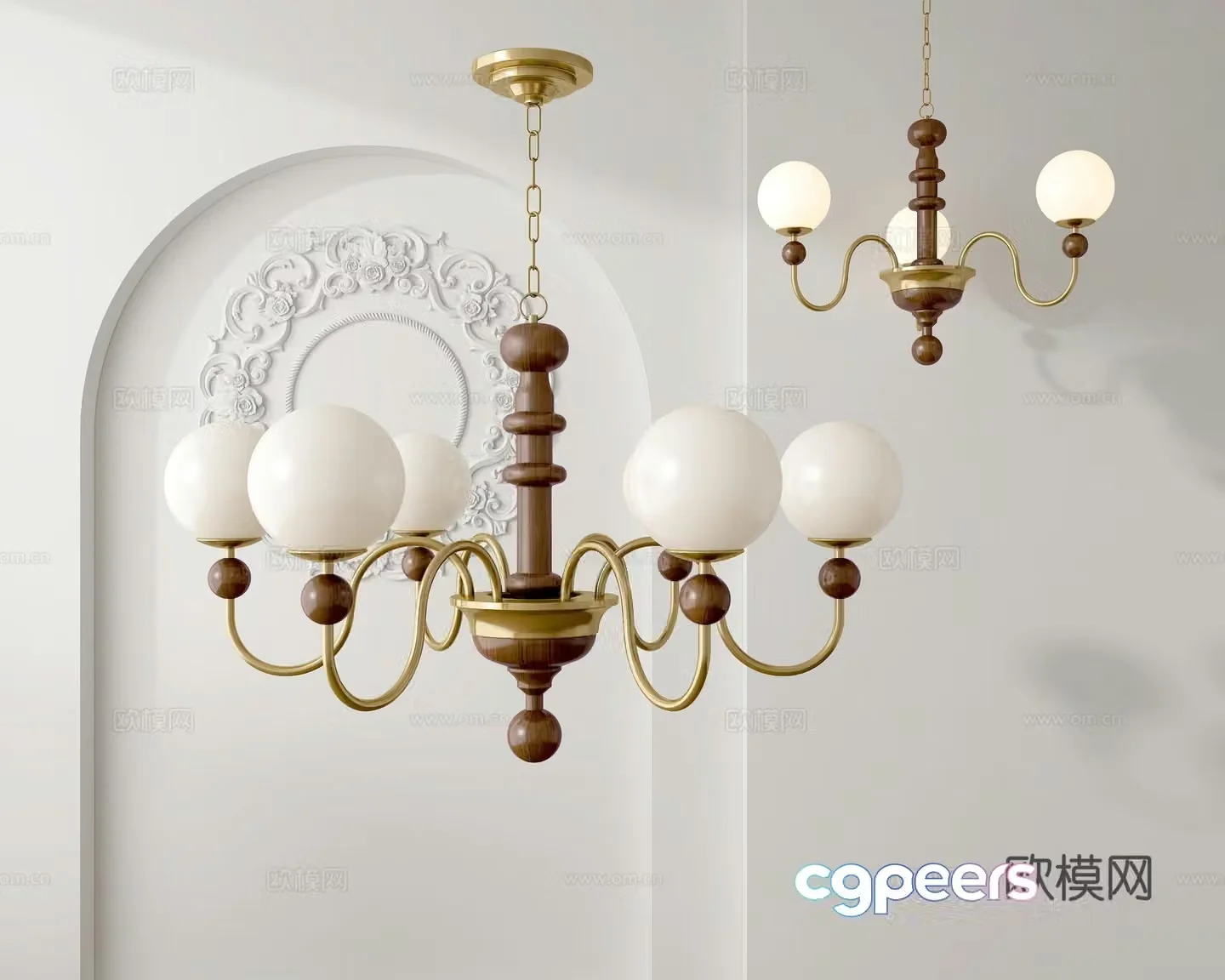 American retro chandelier multi-head chandelier main chandelier 3D model