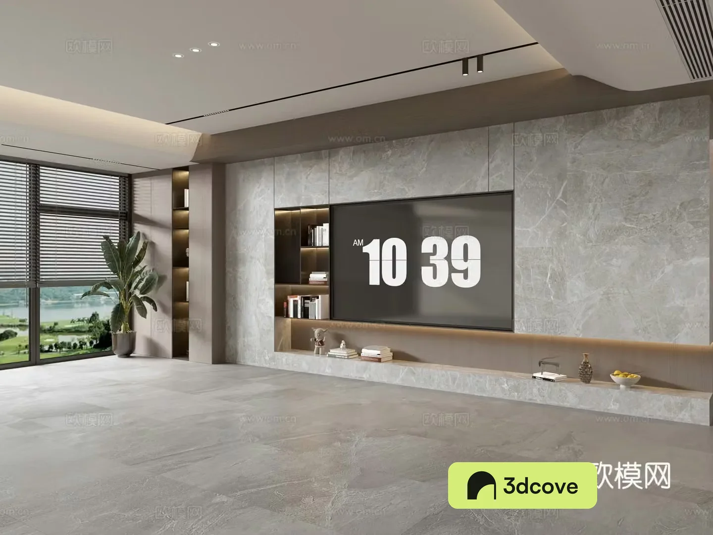 Modern Italian living room light luxury TV background wall full wall TV cabinet