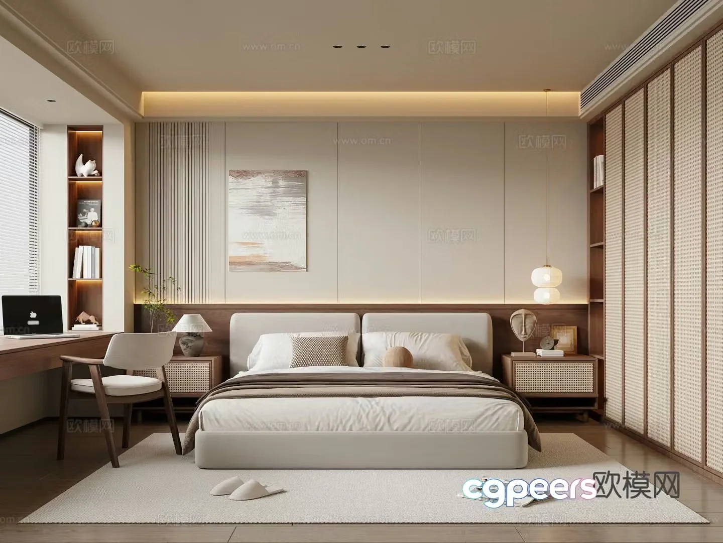 Wabi-sabi style bedroom master bedroom 3d model