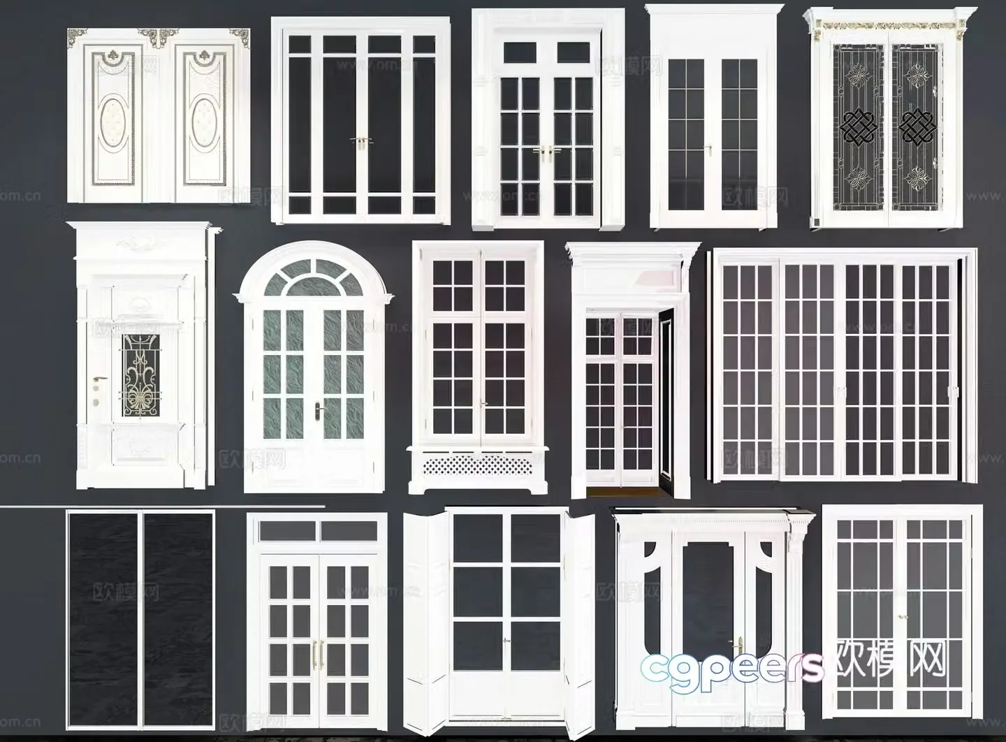 European style doors and windows 3D model
