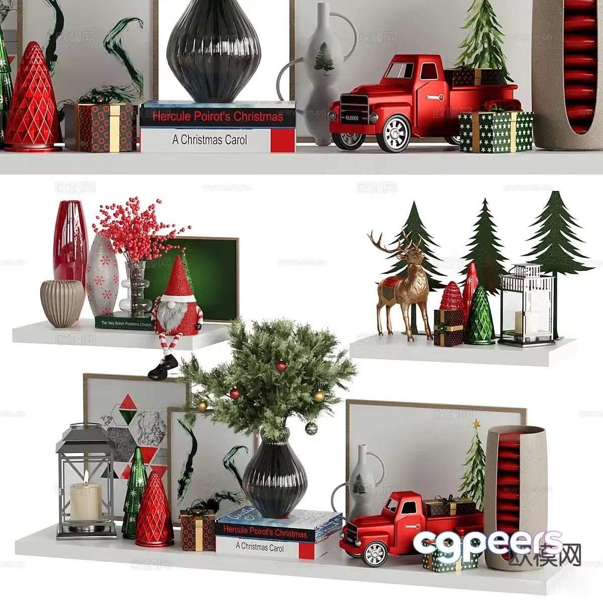Modern Christmas ornaments vase crafts 3d model