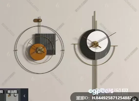 Art Deco Clocks 3D Model – 441 – VRAY Render