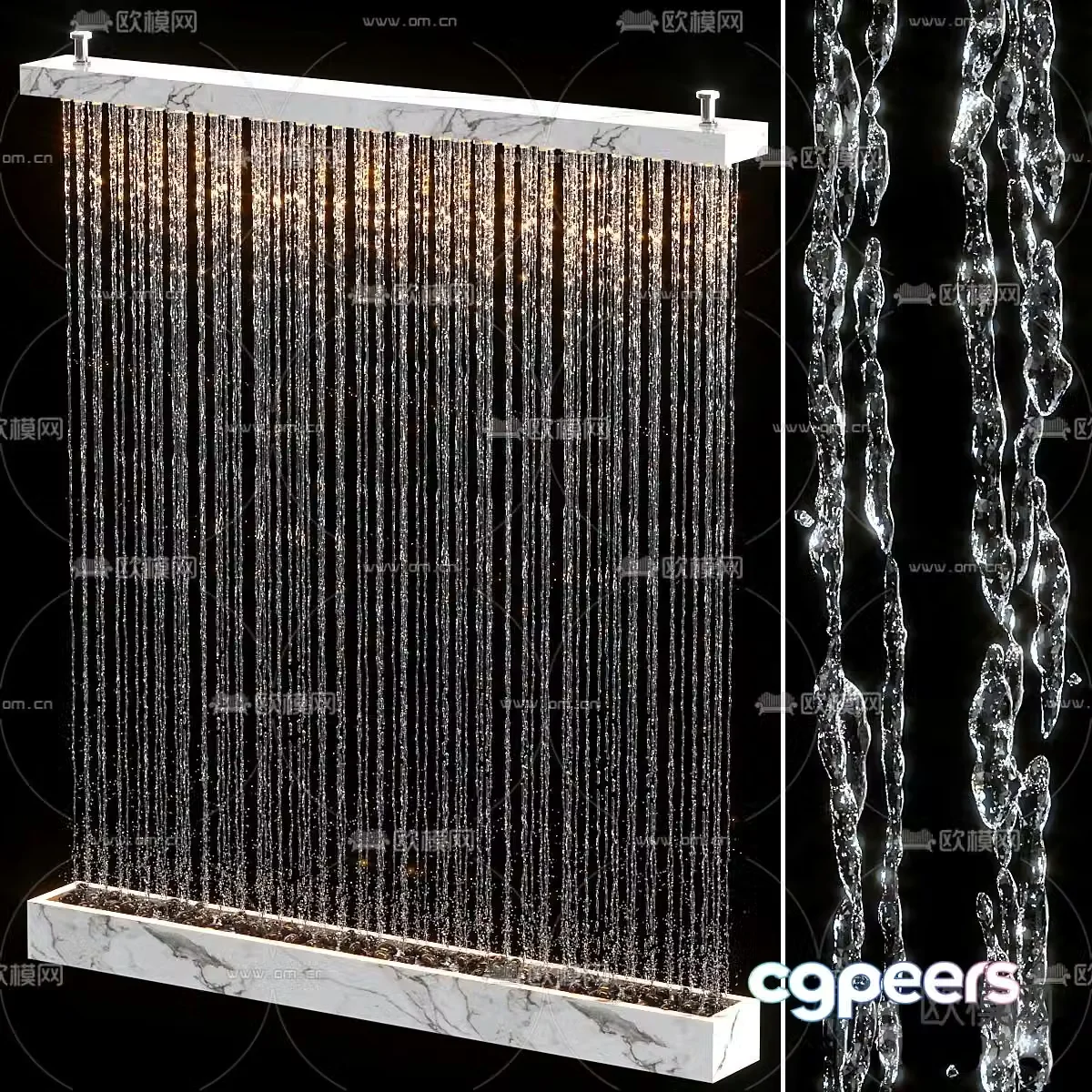 Water curtain waterfall flowing water landscaping 3d model