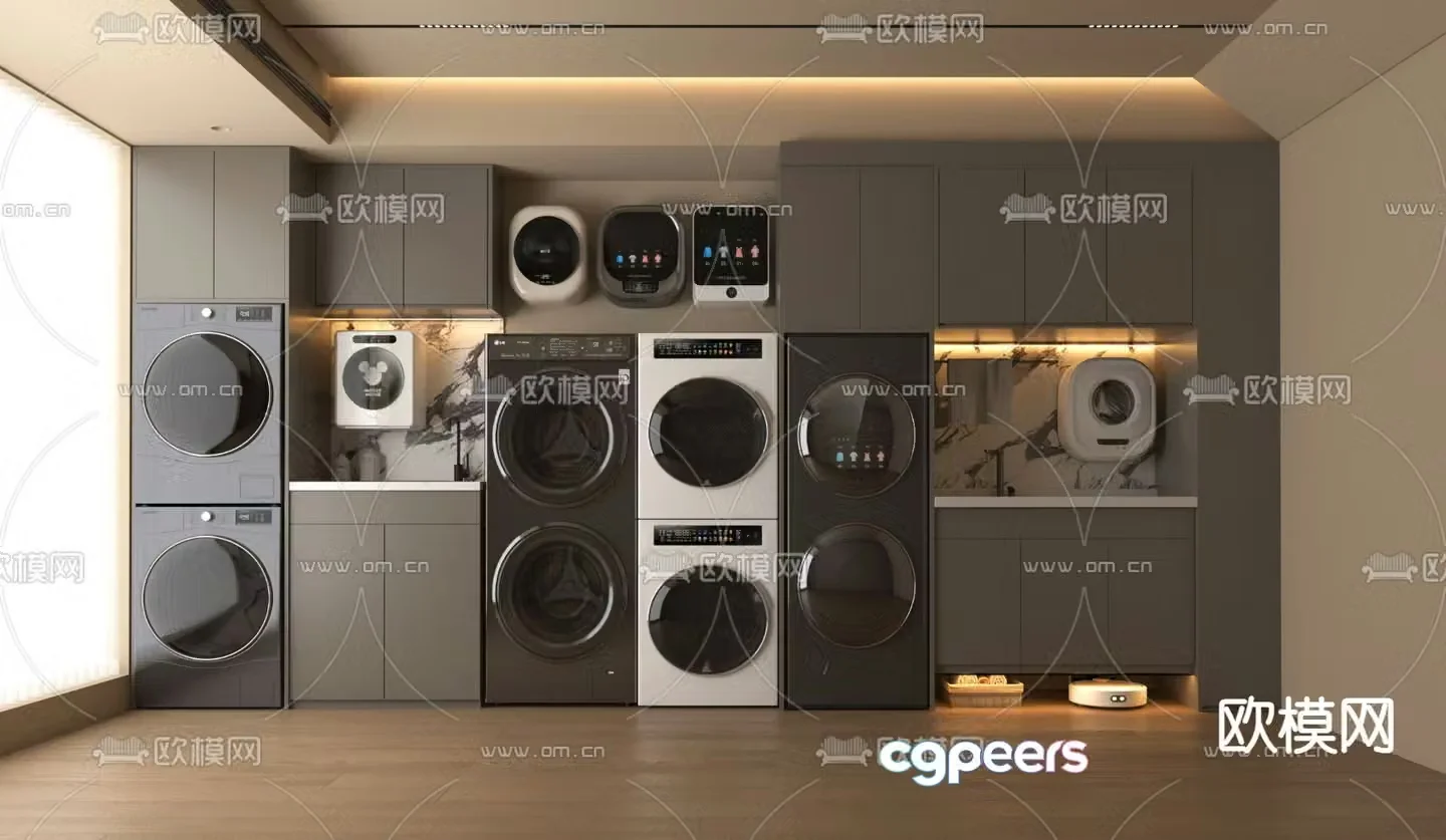 Balcony cabinet washing machine cabinet 3d model