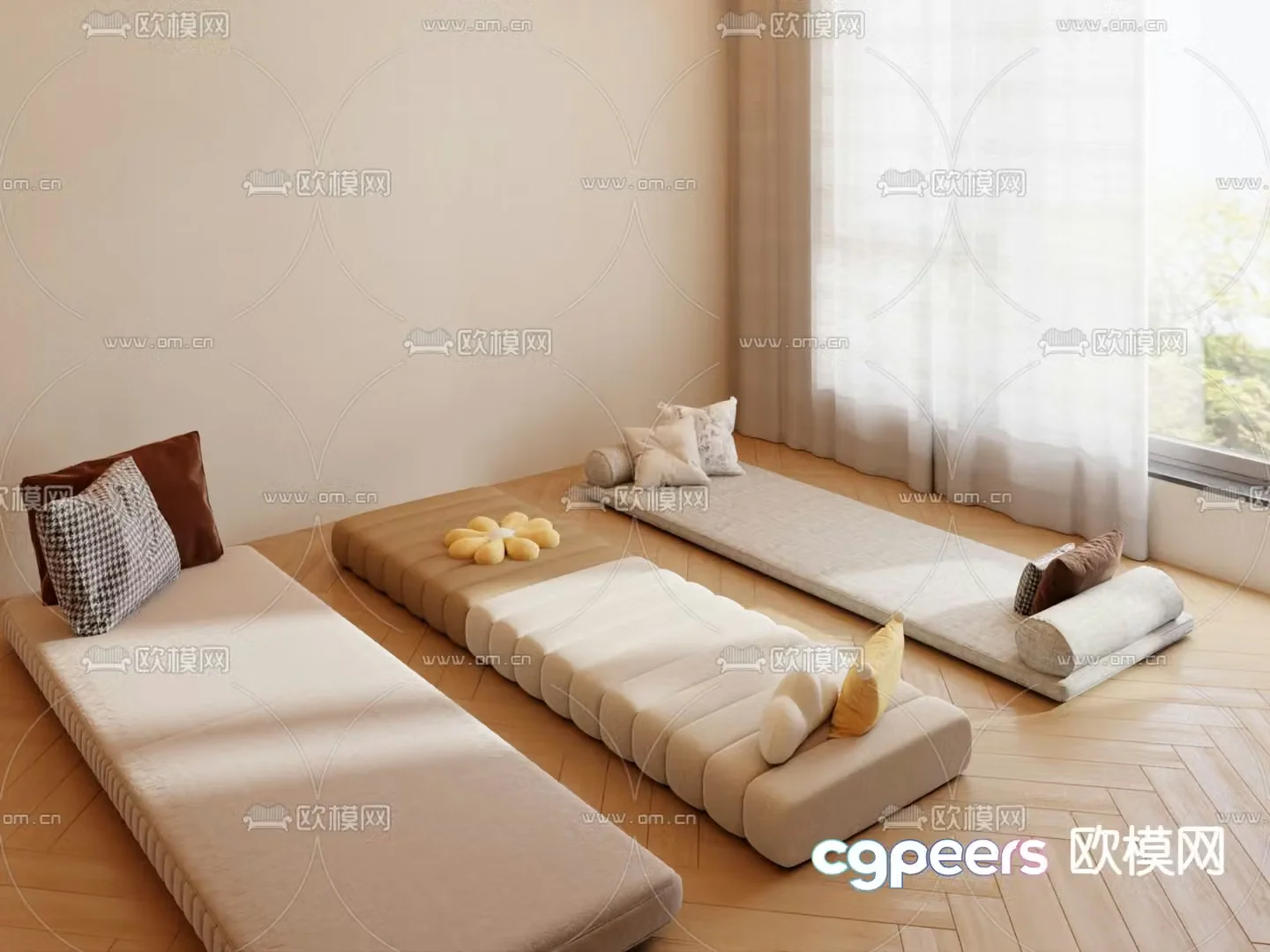 Cushion bay window cushion 3d model