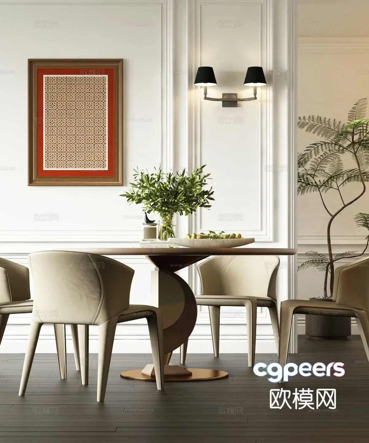 Italian dining table and chairs 3d model