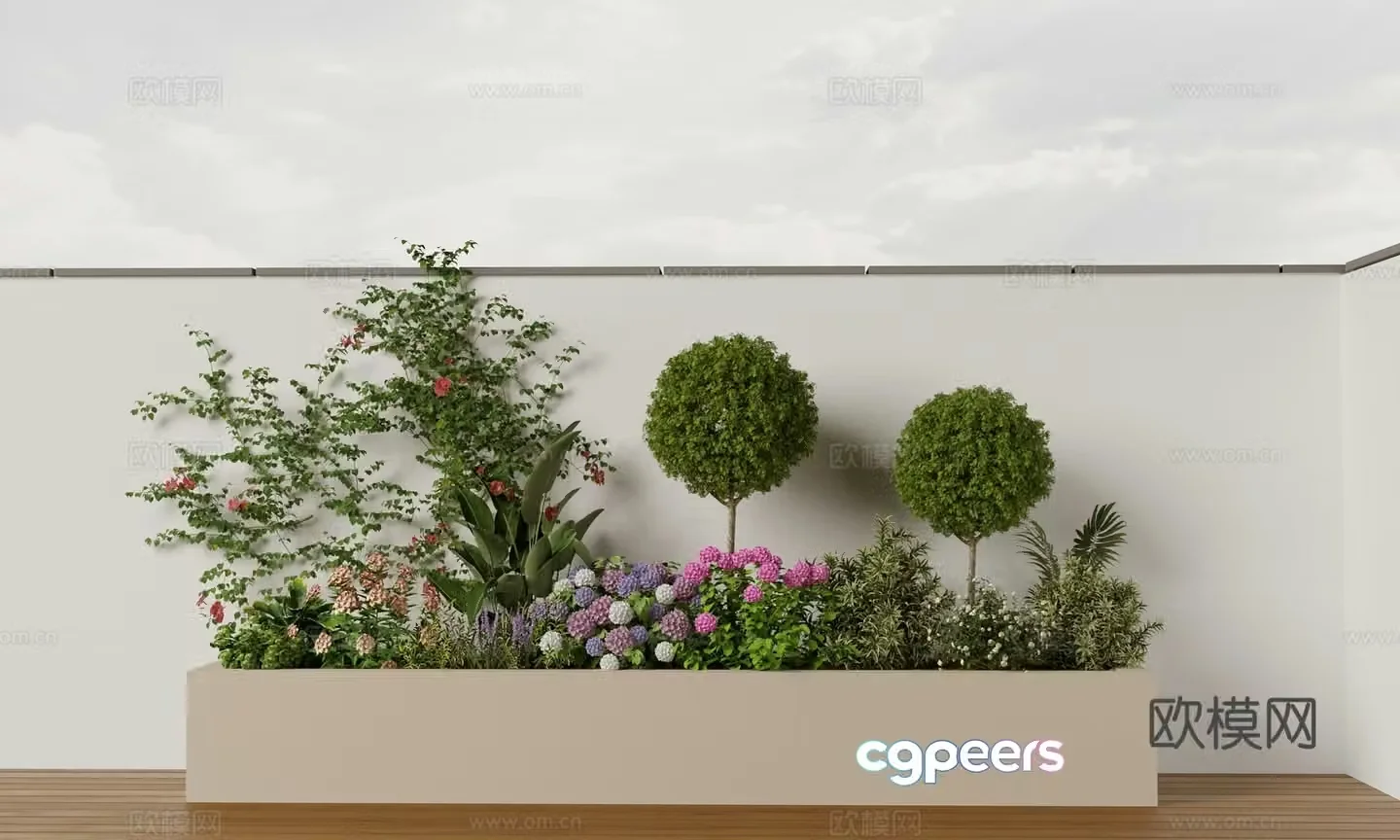 Modern flower pond plant heap 3d model