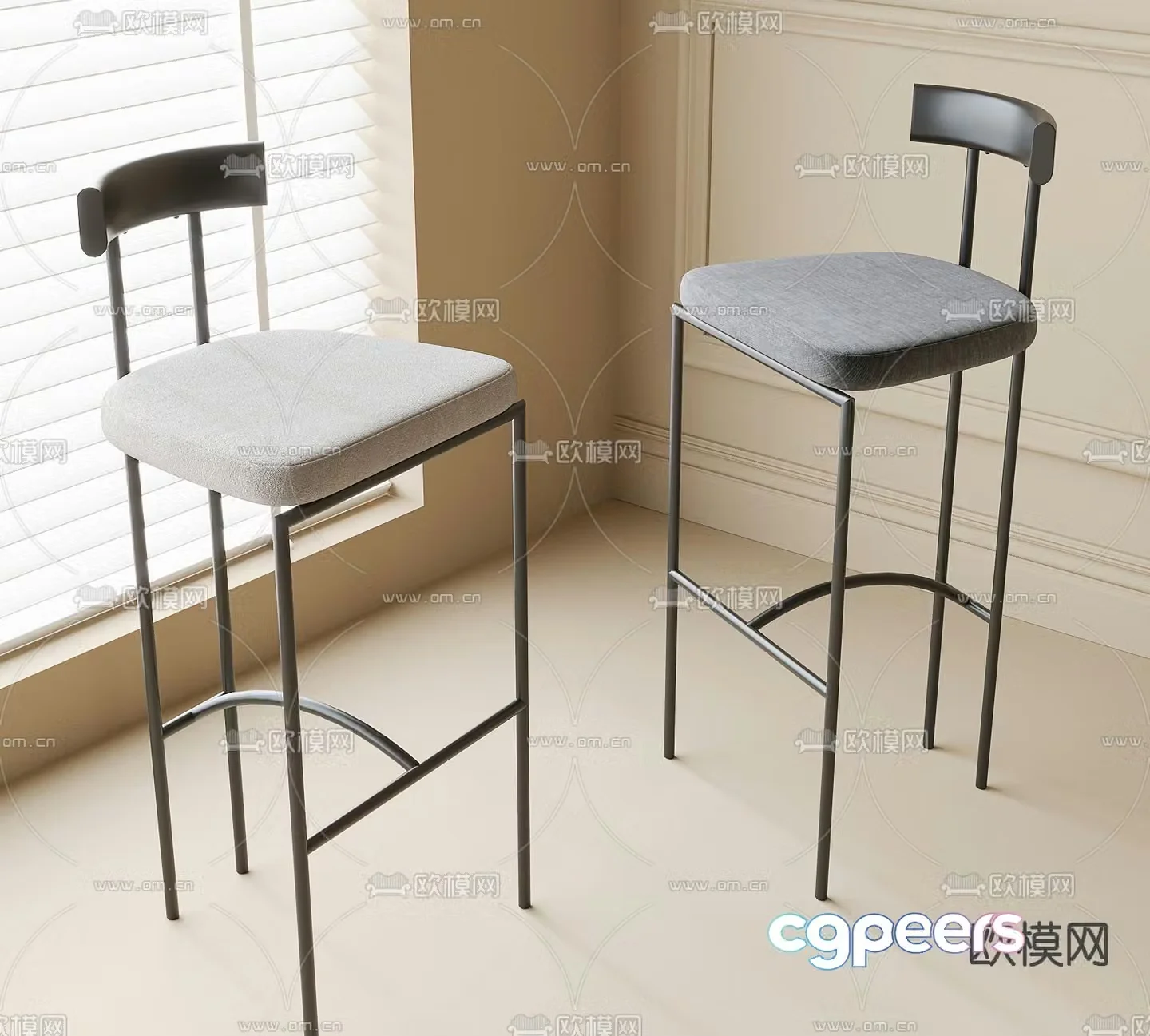 Modern bar stool 3d model
