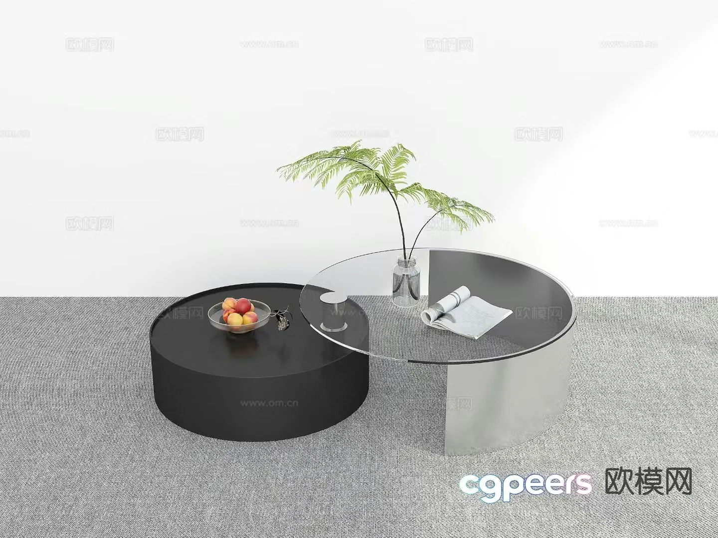 Modern double coffee table 3d model