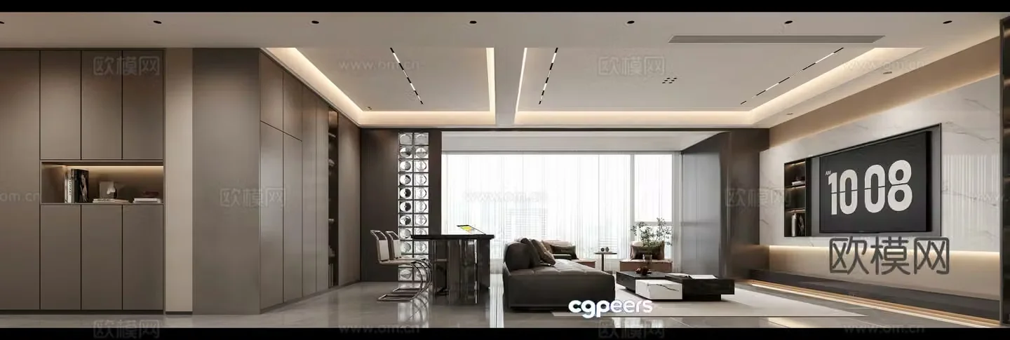 Light luxury style restaurant 3D model