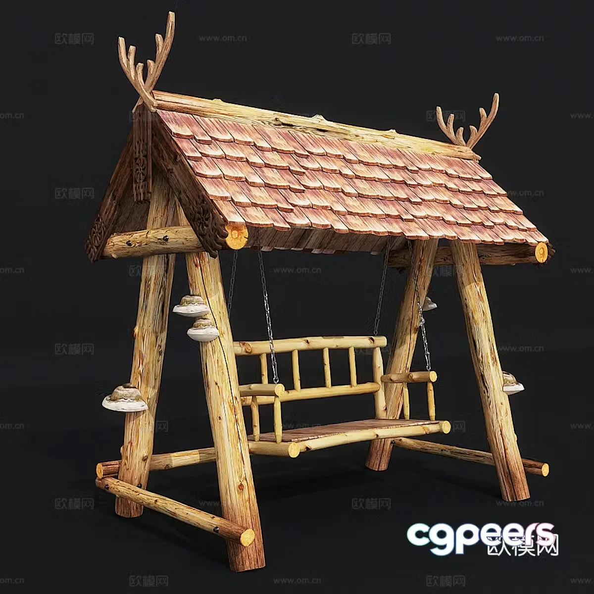 New Chinese garden swing chair 3D model