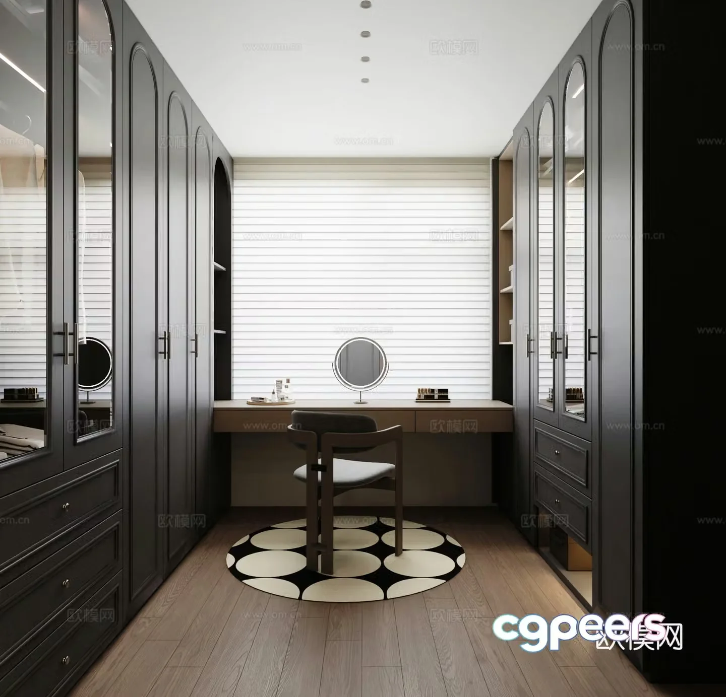 American style cloakroom walk-in cloakroom 3d model