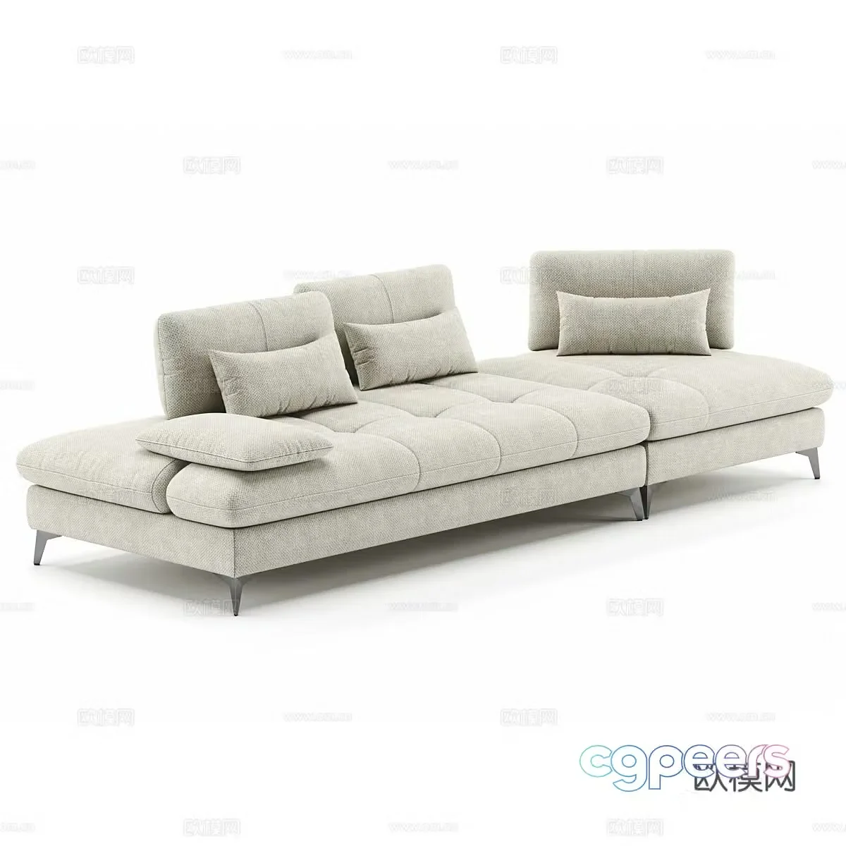 Three seater sofa upholstered sofa 3d model