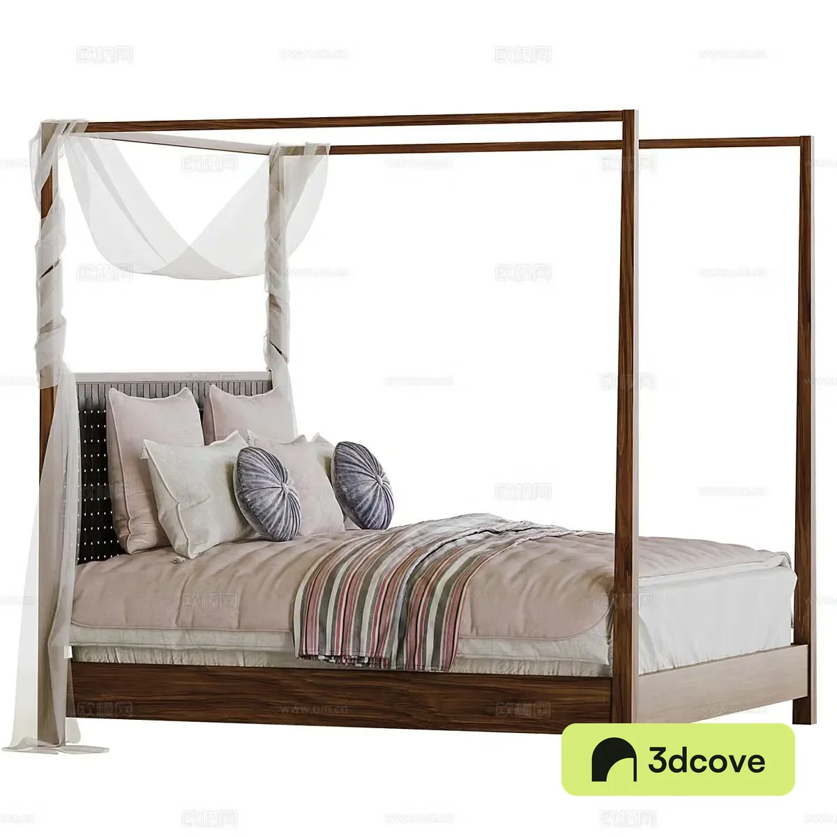 New Chinese style wooden frame bed double bed