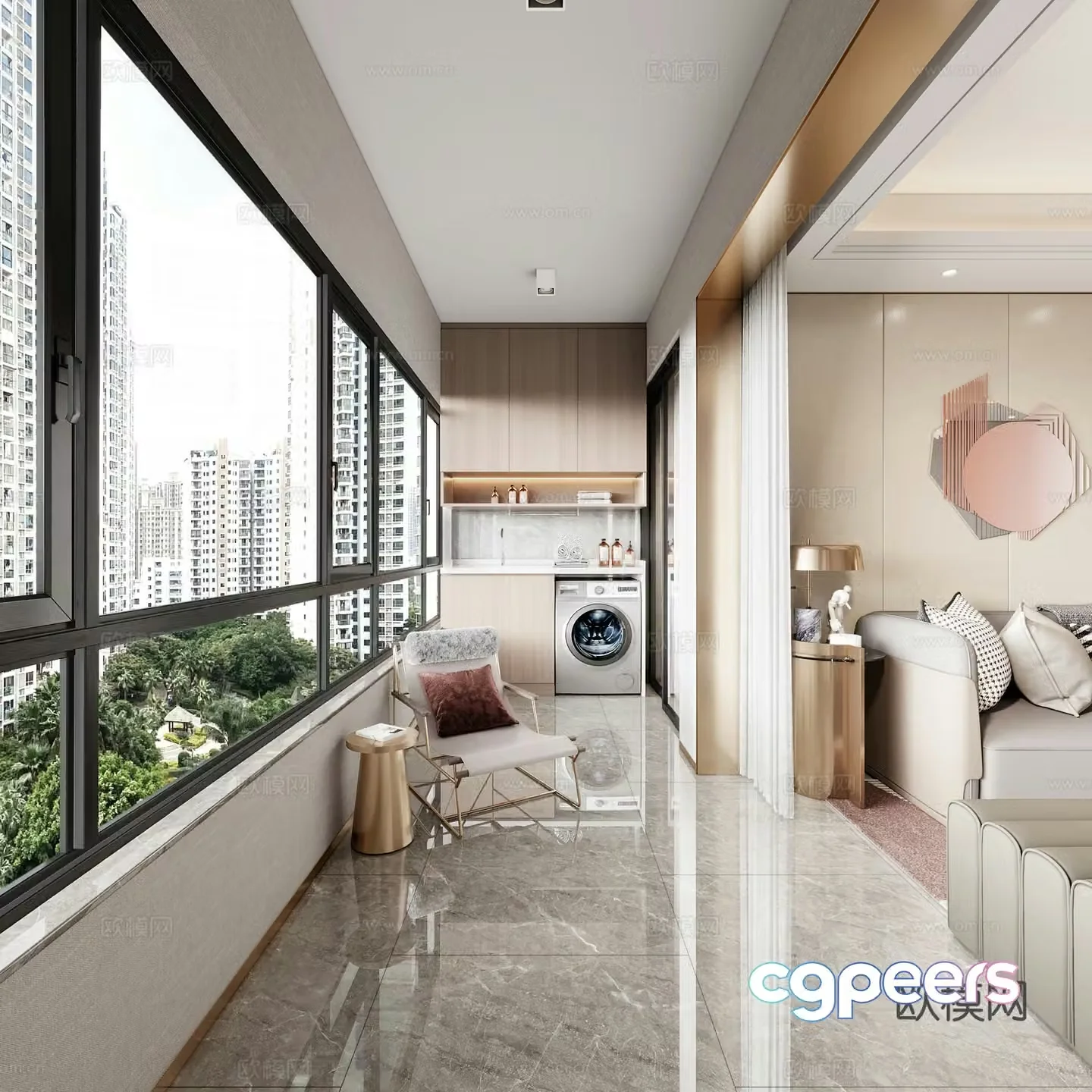 Living balcony Leisure balcony 3d model