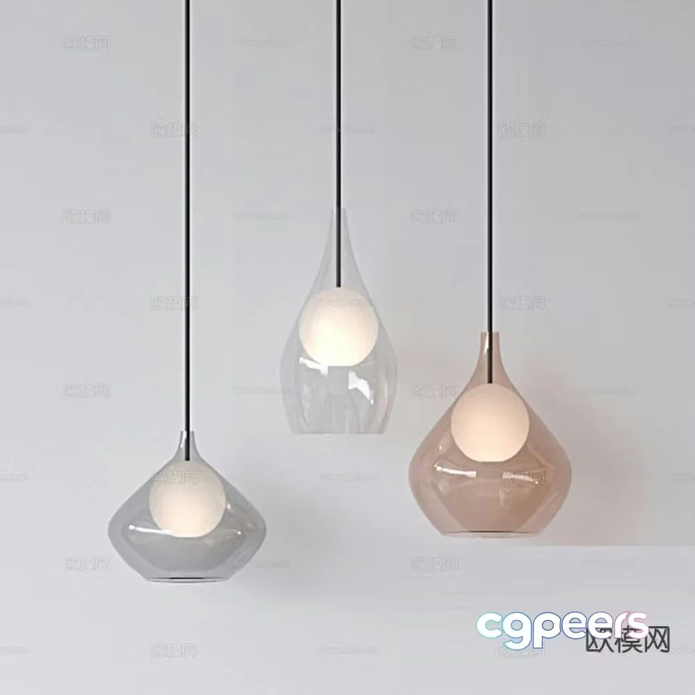 Modern glass chandelier 3d model