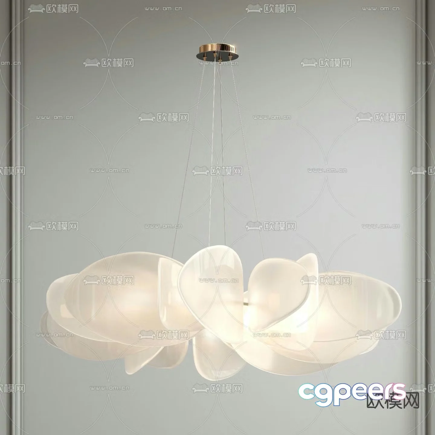 Cream style chandelier petal chandelier 3d model