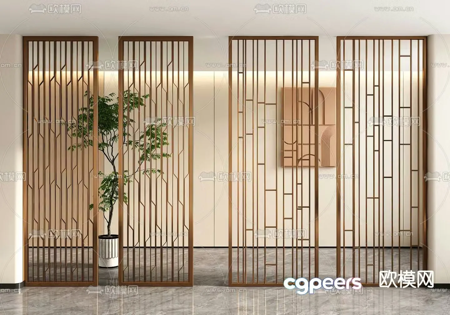 Entrance screen hollow partition 3D model