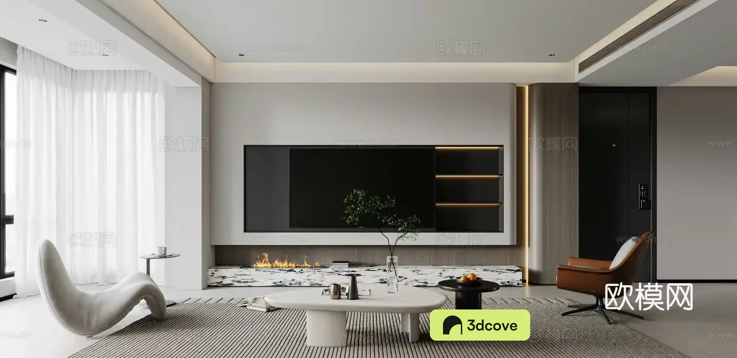 Modern light luxury living and dining room