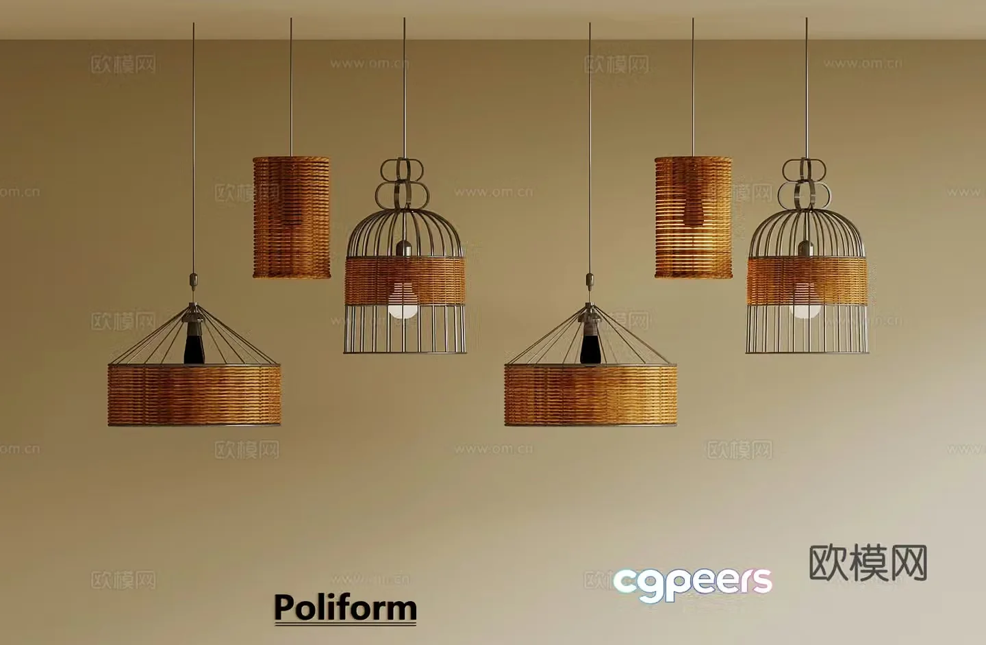 New Chinese chandelier Bamboo chandelier 3D model